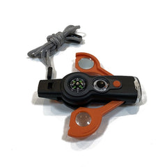 7 in 1 Outdoor Survival Whistle Keychain With Compass Magnifier LED light Thermometer - My Store