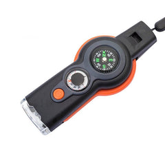 7 in 1 Outdoor Survival Whistle Keychain With Compass Magnifier LED light Thermometer - My Store