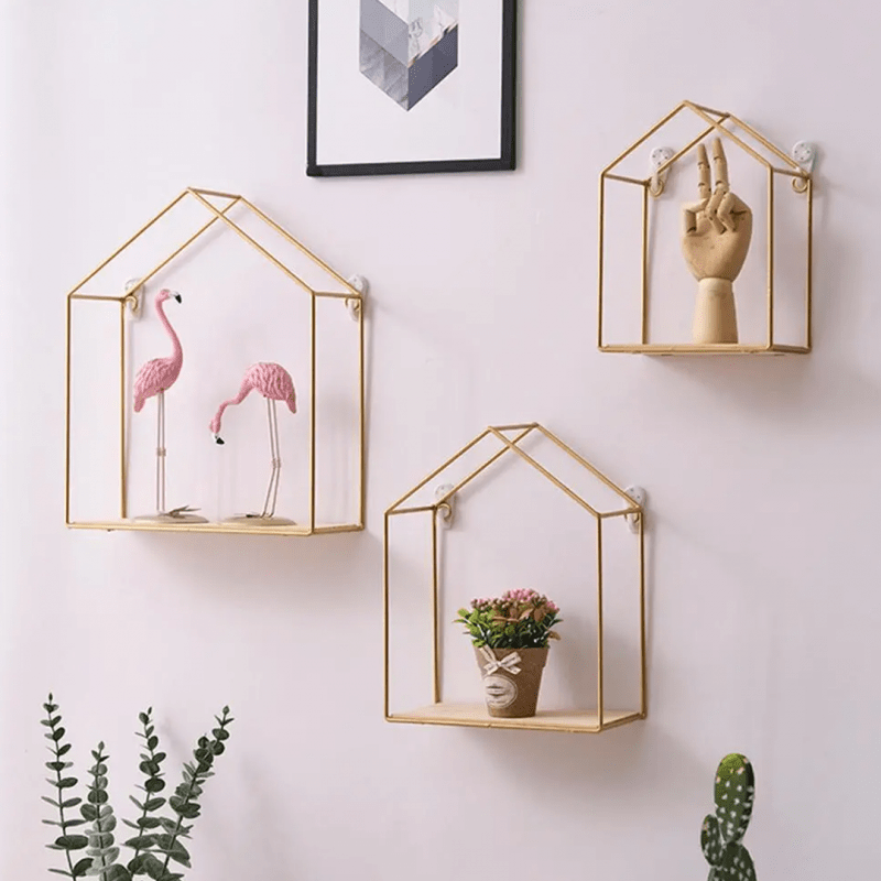 Double Layer Wooden Wall Shelf - My Store