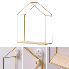 Double Layer Wooden Wall Shelf - My Store