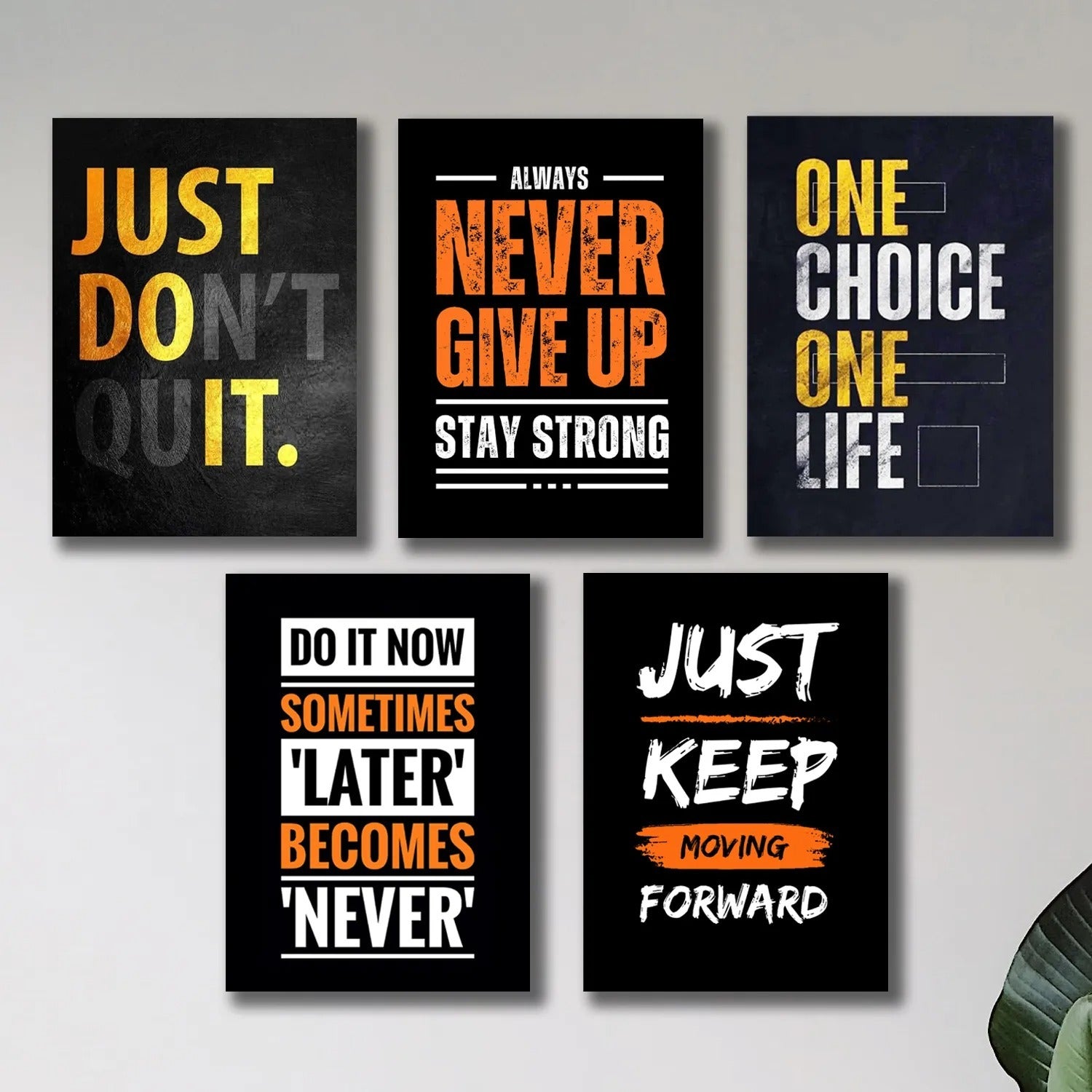 Set Of 5 Motivational Metal Art Frames For Wall Decore - My Store