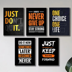 Set Of 5 Motivational Metal Art Frames For Wall Decore - My Store